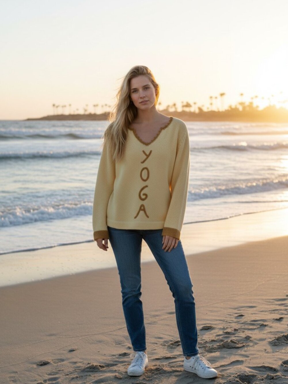 Rey Wear Womens Yoga Sweater Size Small Yellow
